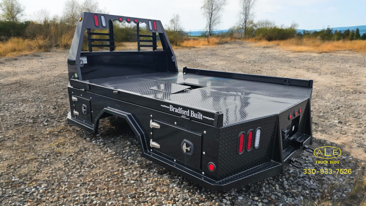 96" x 112" Bradford Built 4-box Utility Steel Flatbed Skirted 60" Chassis