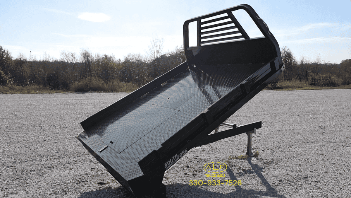 96" X 106" C5, 56W, South Fork Steel Dumping Flatbed, Dual Rear Wheel, Long Bed
