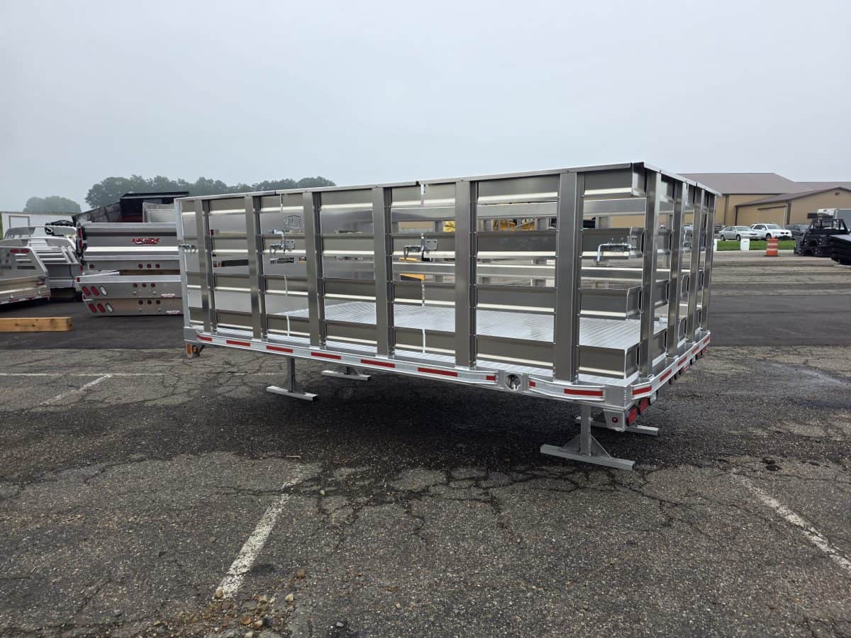 98" x 144" BX Model Dual Rear Wheel 84" Chassis Aluminum Flatbed w/ Square Style Headboard & Stake Body Racks - Image 4