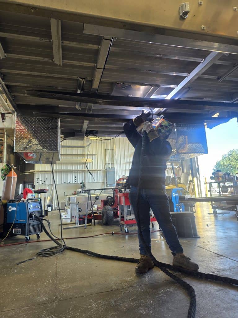 Truck upfitting Ohio – steel flatbed installed by ALE Truck Beds in Dalton